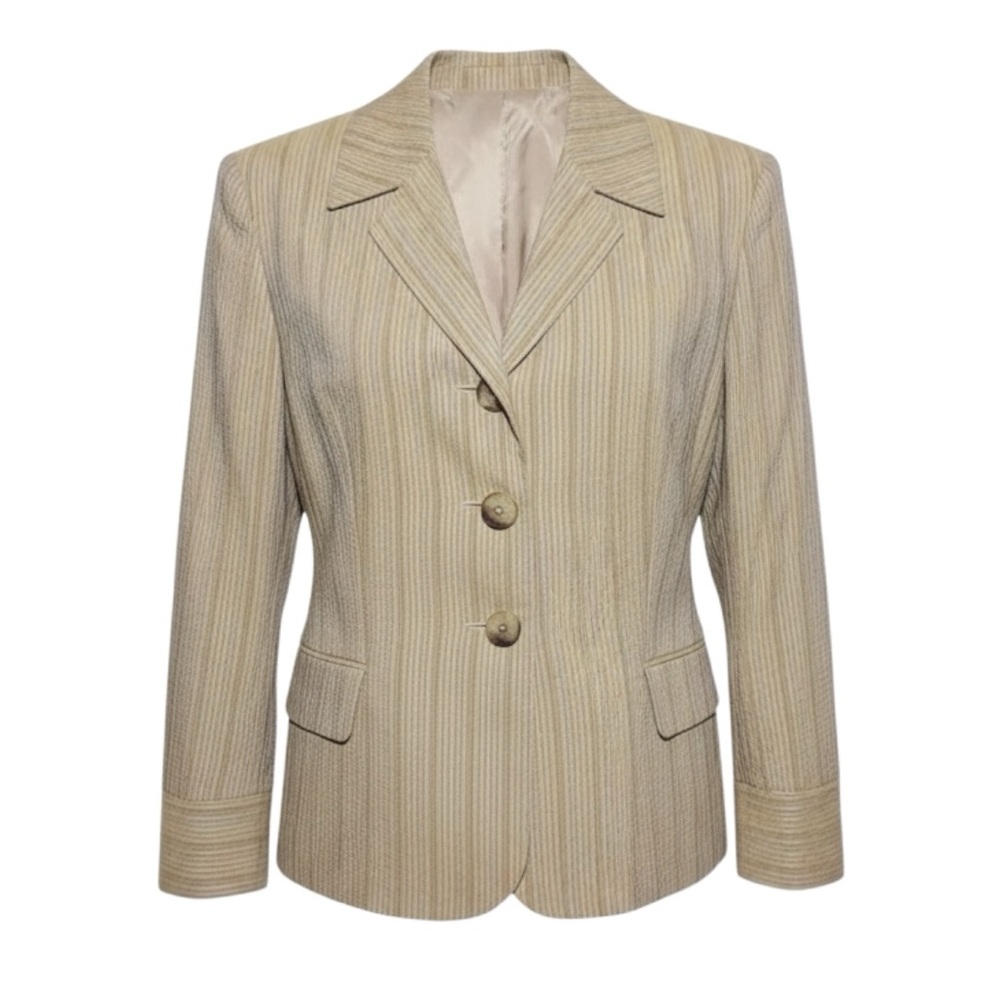J.Jill Neutral Pinstripe Blazer Size 6 Y2K Office Chic Clean Girl Classic Preppy